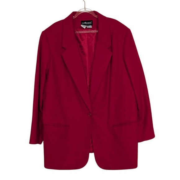 Sag Harbor Jackets & Blazers - Vintage Sag Harbor Wool Blazer Womens Plus Size 20W Red Lined Notch Collar